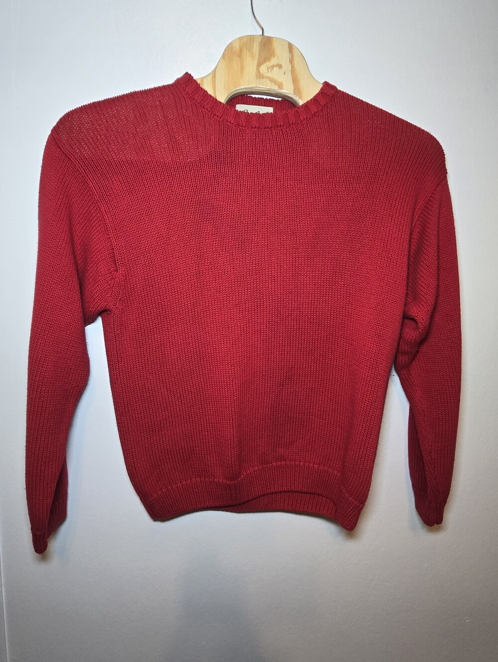 Vintage Eddie Bauer Cable Knit Fisherman Sweater Mens Large Red 90s